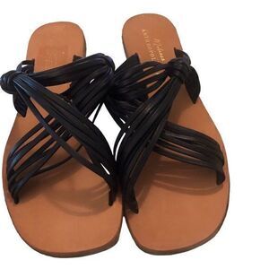 NEW Anthropologie Matisse Black Leather Strapy‎ Sandals Size 10